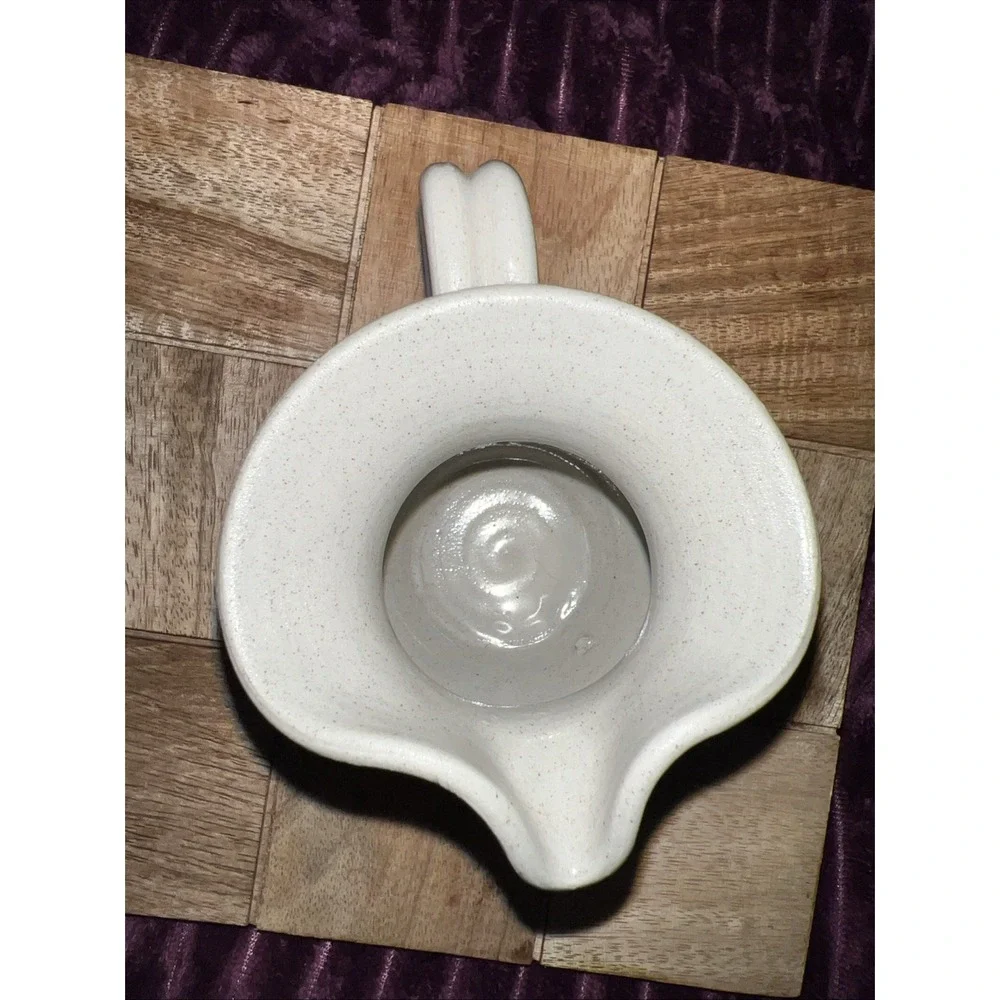 VTG 2009 Williamsburg Pottery Blue Salt Glaze Leaf Mini Creamer Pitcher Jug